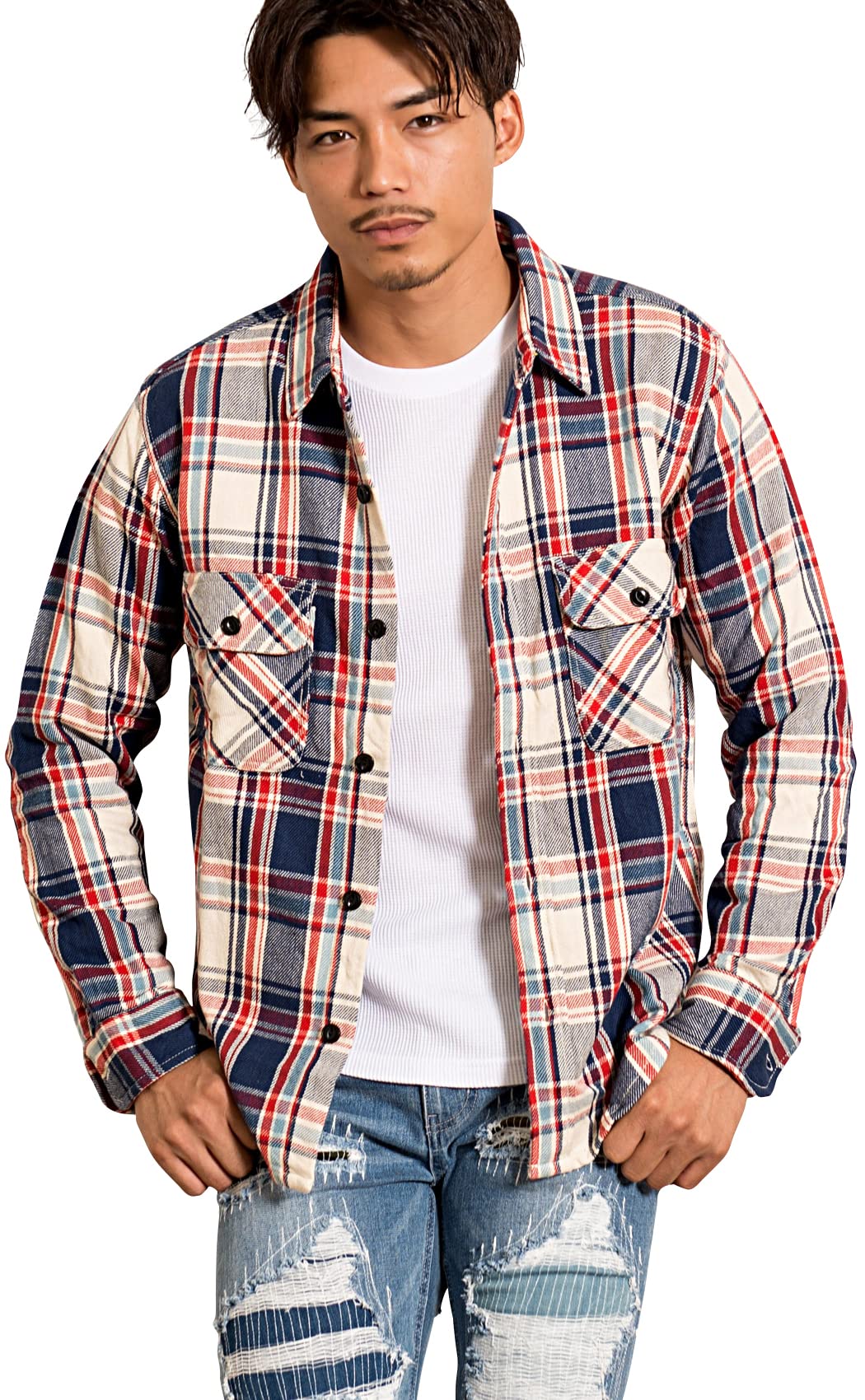 Amazon.co.jp: [アルカルザ] ネルシャツ メンズ チェック柄 長袖